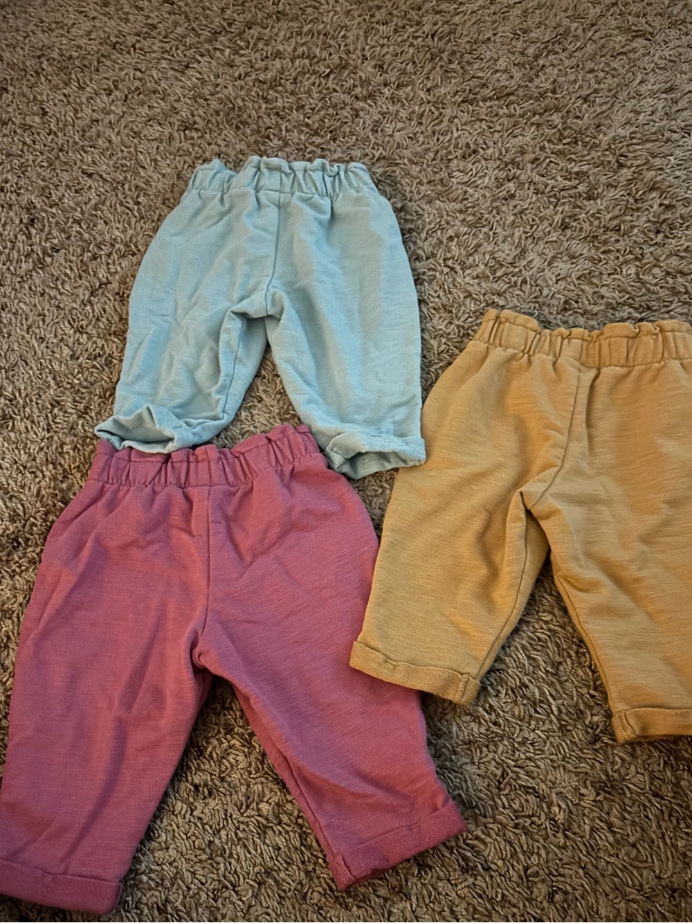 Kids Elastic-Waist Cotton Bottoms - Blue, Pink, Tan